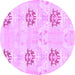 Round Machine Washable Oriental Purple Modern Area Rugs, wshabs1181pur