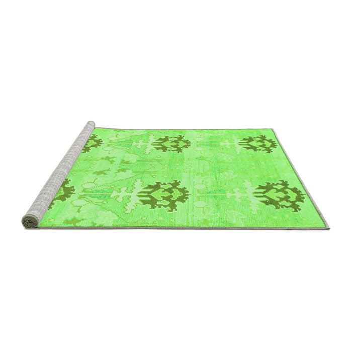 Sideview of Machine Washable Oriental Green Modern Area Rugs, wshabs1181grn
