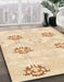 Abstract Khaki Gold Oriental Rug in Family Room, abs1181