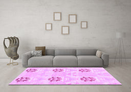 Machine Washable Oriental Purple Modern Area Rugs in a Living Room, wshabs1181pur
