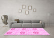 Machine Washable Oriental Pink Modern Rug in a Living Room, wshabs1181pnk