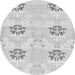 Round Machine Washable Oriental Gray Modern Rug, wshabs1181gry