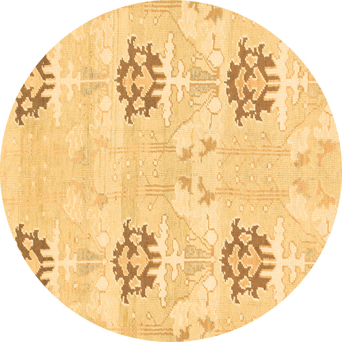 Round Machine Washable Oriental Brown Modern Rug, wshabs1181brn