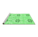 Sideview of Machine Washable Oriental Emerald Green Modern Area Rugs, wshabs1181emgrn