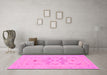 Machine Washable Abstract Pink Modern Rug in a Living Room, wshabs1182pnk