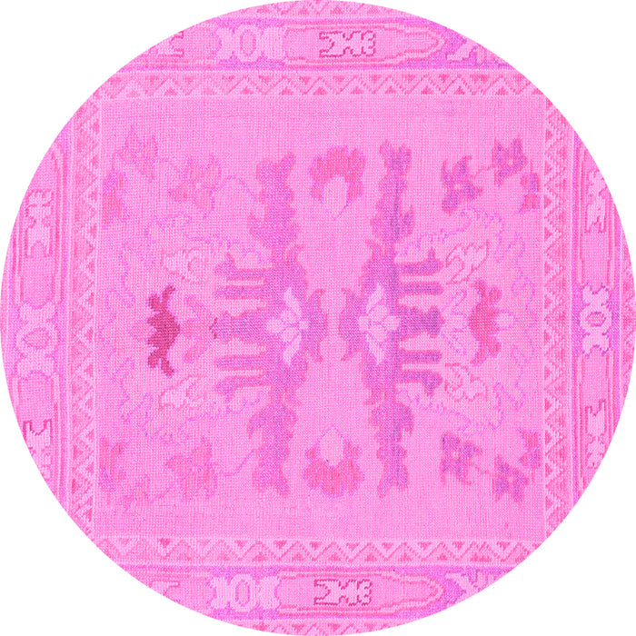 Round Machine Washable Abstract Pink Modern Rug, wshabs1182pnk