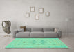 Machine Washable Abstract Turquoise Modern Area Rugs in a Living Room,, wshabs1182turq