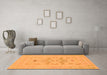 Machine Washable Abstract Orange Modern Area Rugs in a Living Room, wshabs1182org