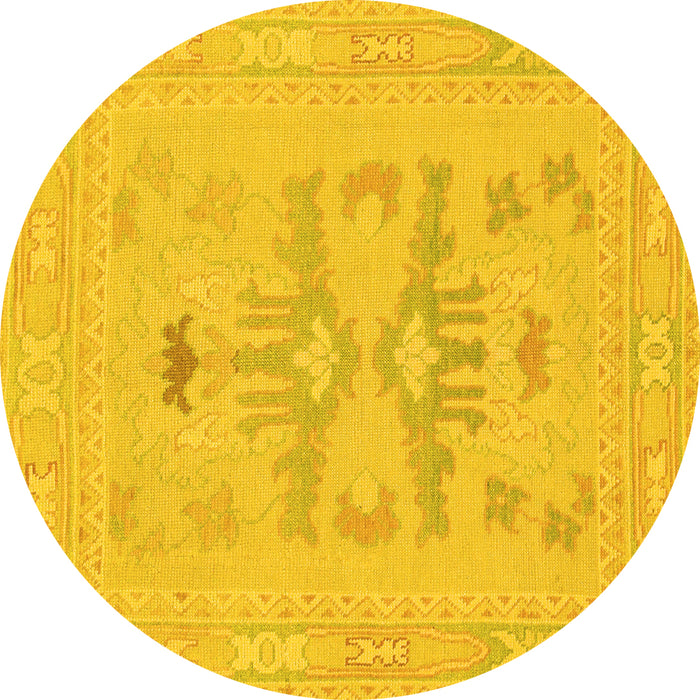 Round Abstract Yellow Modern Rug, abs1182yw