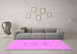 Machine Washable Abstract Purple Modern Area Rugs in a Living Room, wshabs1182pur