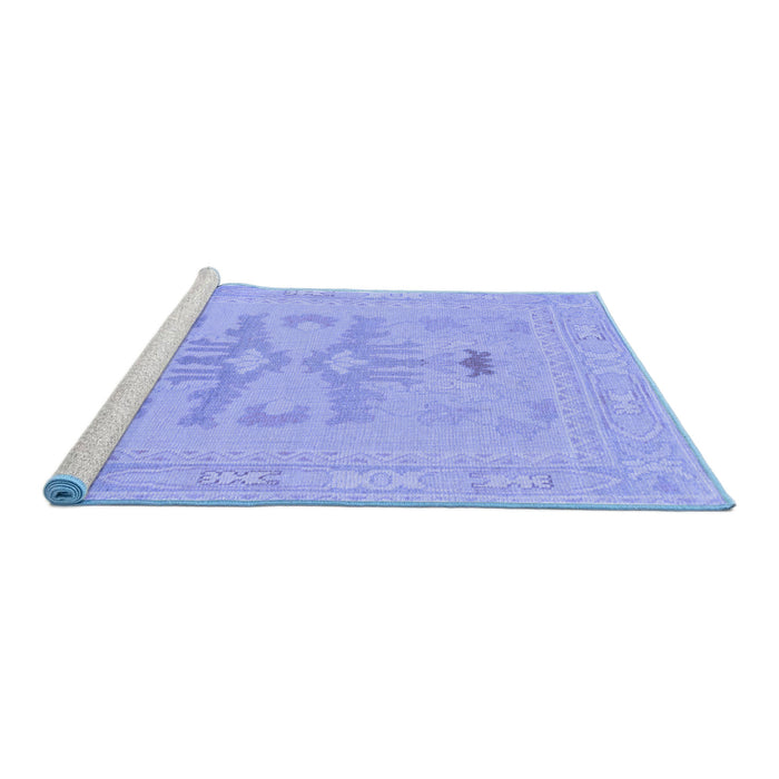 Sideview of Machine Washable Abstract Blue Modern Rug, wshabs1182blu