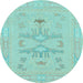 Round Abstract Light Blue Modern Rug, abs1182lblu