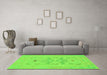 Machine Washable Abstract Green Modern Area Rugs in a Living Room,, wshabs1182grn
