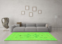 Machine Washable Abstract Green Modern Rug, wshabs1182grn