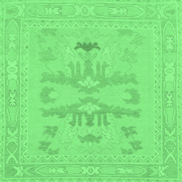 Square Abstract Emerald Green Modern Rug, abs1182emgrn