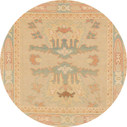 Round Machine Washable Abstract Yellow Rug, wshabs1182