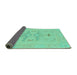 Sideview of Abstract Turquoise Modern Rug, abs1182turq