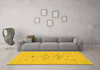 Machine Washable Abstract Yellow Modern Rug, wshabs1182yw