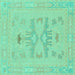 Square Abstract Turquoise Modern Rug, abs1182turq