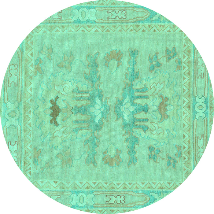 Round Abstract Turquoise Modern Rug, abs1182turq
