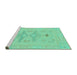 Sideview of Machine Washable Abstract Turquoise Modern Area Rugs, wshabs1182turq