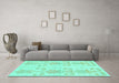 Machine Washable Abstract Turquoise Modern Area Rugs in a Living Room,, wshabs1183turq