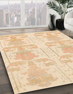 Machine Washable Abstract Khaki Gold Rug in a Family Room, wshabs1183