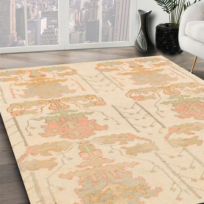 Abstract Khaki Gold Modern Rug in Family Room, abs1183