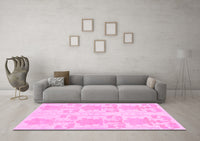 Machine Washable Abstract Pink Modern Rug, wshabs1183pnk