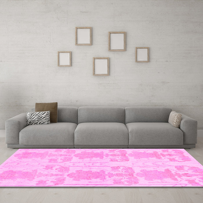 Machine Washable Abstract Pink Modern Rug in a Living Room, wshabs1183pnk