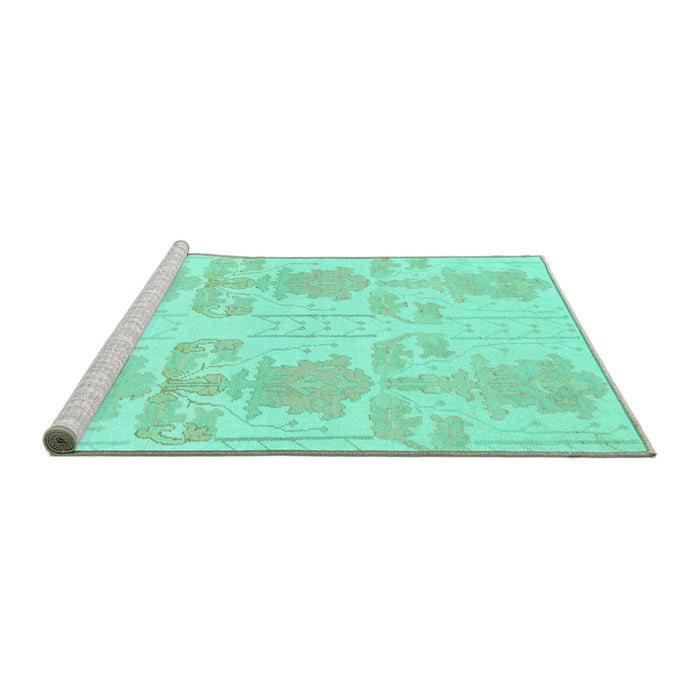 Sideview of Machine Washable Abstract Turquoise Modern Area Rugs, wshabs1183turq