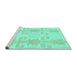 Sideview of Machine Washable Abstract Turquoise Modern Area Rugs, wshabs1183turq