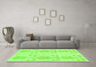 Machine Washable Abstract Green Modern Area Rugs in a Living Room,, wshabs1183grn