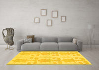 Machine Washable Abstract Yellow Modern Rug, wshabs1183yw