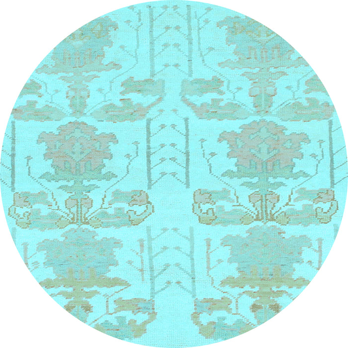 Round Abstract Light Blue Modern Rug, abs1183lblu