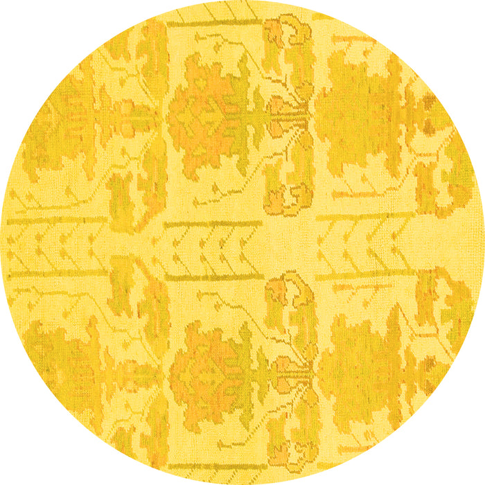 Round Abstract Yellow Modern Rug, abs1183yw
