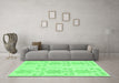 Machine Washable Abstract Emerald Green Modern Area Rugs in a Living Room,, wshabs1183emgrn