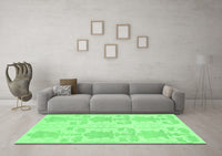 Machine Washable Abstract Emerald Green Modern Rug, wshabs1183emgrn