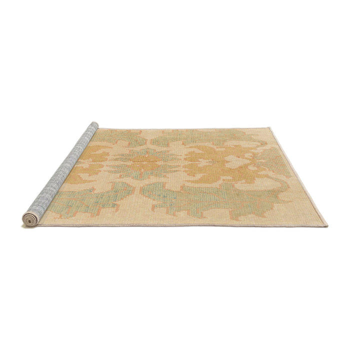 Sideview of Machine Washable Abstract Yellow Rug, wshabs1184