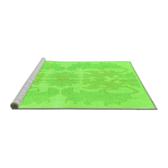 Sideview of Machine Washable Abstract Green Modern Area Rugs, wshabs1184grn