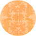 Round Abstract Orange Modern Rug, abs1184org