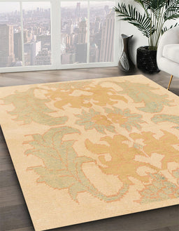 Machine Washable Abstract Yellow Rug in a Family Room, wshabs1184