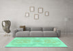 Machine Washable Abstract Turquoise Modern Area Rugs in a Living Room,, wshabs1184turq