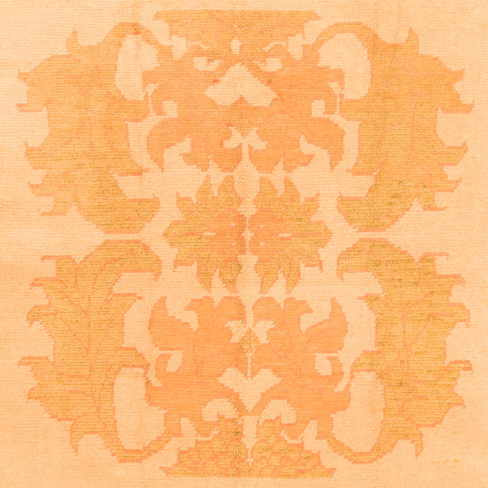 Square Machine Washable Abstract Orange Modern Area Rugs, wshabs1184org
