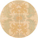 Round Machine Washable Abstract Yellow Rug, wshabs1184