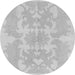 Round Abstract Gray Modern Rug, abs1184gry