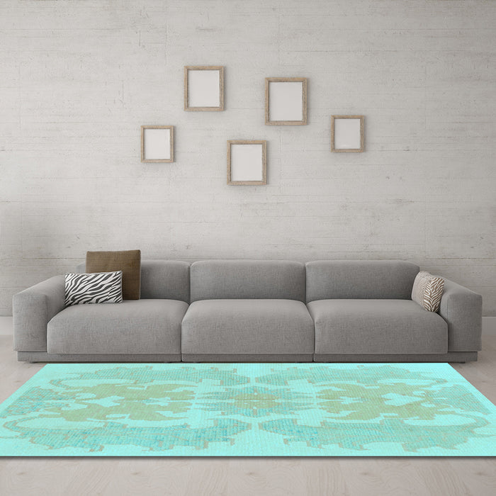 Machine Washable Abstract Light Blue Modern Rug in a Living Room, wshabs1184lblu