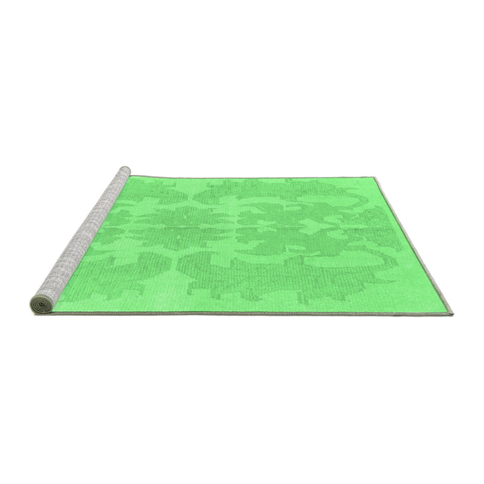 Sideview of Machine Washable Abstract Emerald Green Modern Area Rugs, wshabs1184emgrn