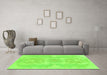 Machine Washable Abstract Green Modern Area Rugs in a Living Room,, wshabs1184grn