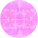Round Machine Washable Abstract Purple Modern Area Rugs, wshabs1184pur